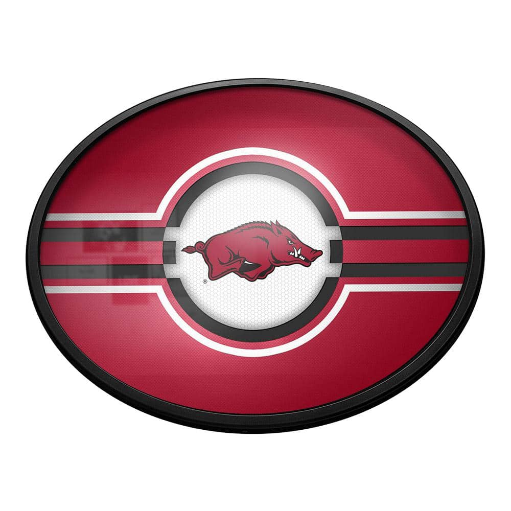 Arkansas Razorbacks: Oval Slimline Lighted Wall Sign 18 in. L x 14 in. W x 2.5 in. D -  The Fan-Brand, NCARKR-140-01A