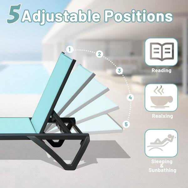 Lake Blue 2-Piece Aluminum Outdoor Lounge Chair, Patio