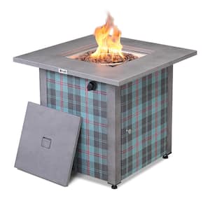 28 in. Propane Fire Pit Table, 50,000 BTU Fire Table with Lava Rocks, ETL Certified Gas Fire Pit Table, Gray