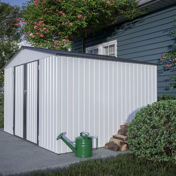 10 ft.W x 8 ft.D Outdoor Metal Storage Shed, Tool House with
