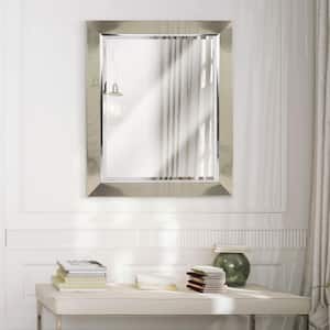 27.5 in. W x 33.5 in. H Framed Rectangular Beveled Edge Bathroom Vanity Mirror in Brush Nickel
