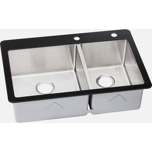 Kingsman Hardware Topmount Drop In 16 Gauge 42 7 8 In X 21 1 2 In X 10 In Stainless Steel Double Bowl 60 40 Zero Radius Kitchen Sink Ft4321 The Home Depot