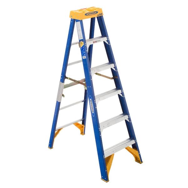 WERNER 6 ft. Fiberglass Mechanical JobStation Step Ladder with 375 lb. Load Capacity Type IAA Duty Rating