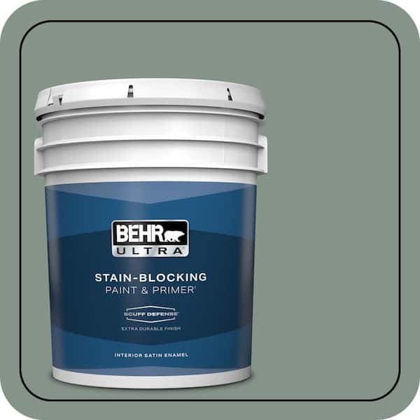 BEHR ULTRA 5 gal. #460F-4 Wethersfield Moss Extra Durable Satin Enamel Interior Paint & Primer