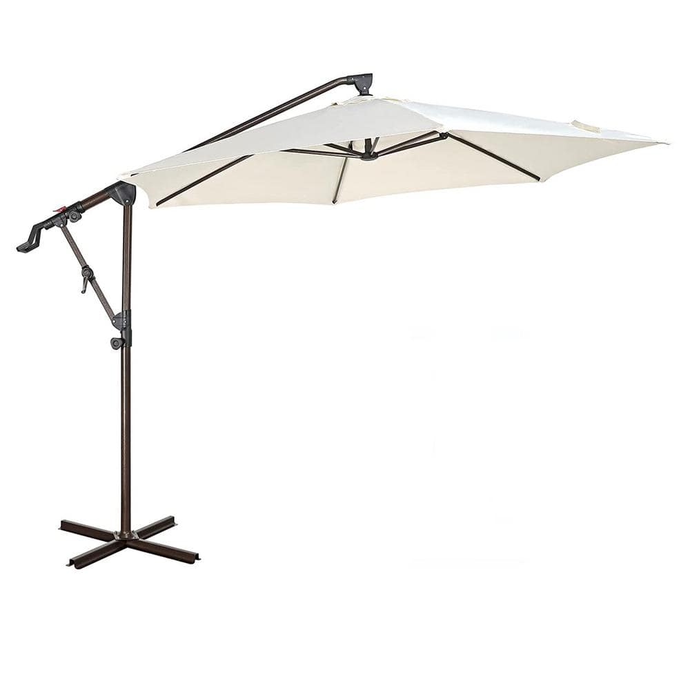 10 ft. Aluminum Outdoor Cantilever Umbrella in White