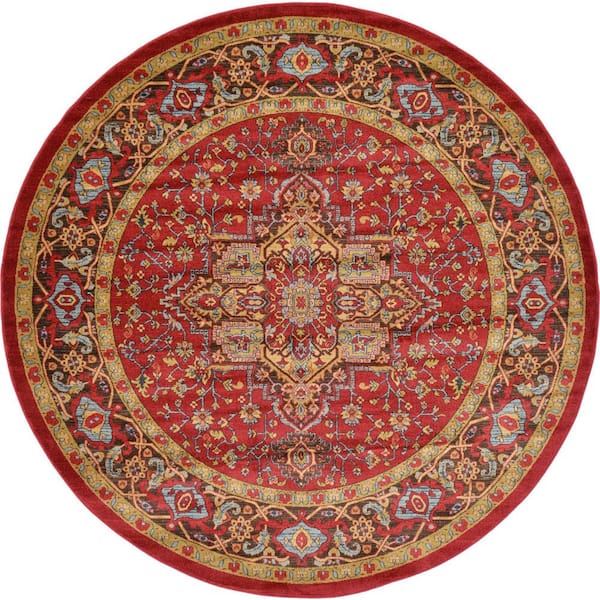 Sahand Ardashir Red 8' 0 x 8' 0 Round Rug