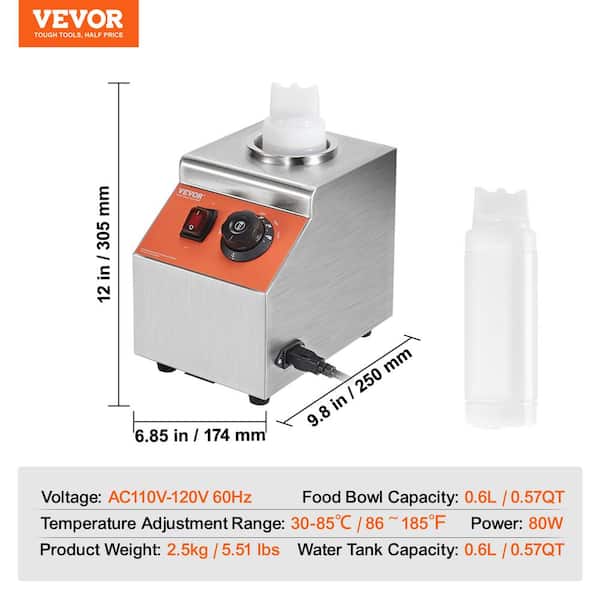VEVOR Electric Bottle Warmer with Bottle 0.57 Qt. Commercial Cheese  Dispenser Plastic Bottle Nacho Cheese Sauce Warmer, Square  DRNZBBXG25LF60V9YV1 - The Home Depot