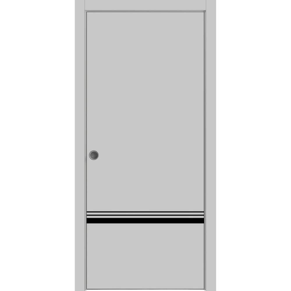 Assemble Required 42 in. x 80 in. 1-Panel Matte Grey Finished Solid Wood with Honeycomb Sliding Door with Hardware price history on PriceWatchPro