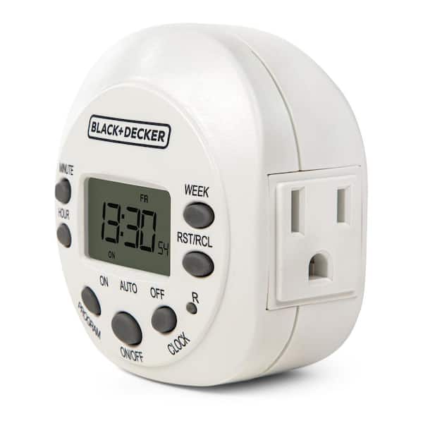 Weekly Digital Time Single 3-Prong Outlet w/ 8 ON/OFF Timer Programming 