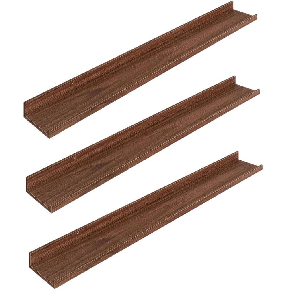 48 in. W x 5.7 in. D Walnut Floating Shelves Decorative Wall Shelf (Set of 