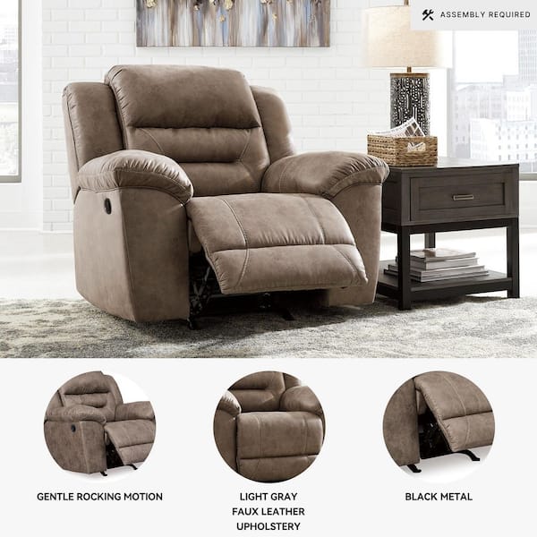 Signature DESIGN BY ASHLEY Stoneland Brown Faux Leather Rocker