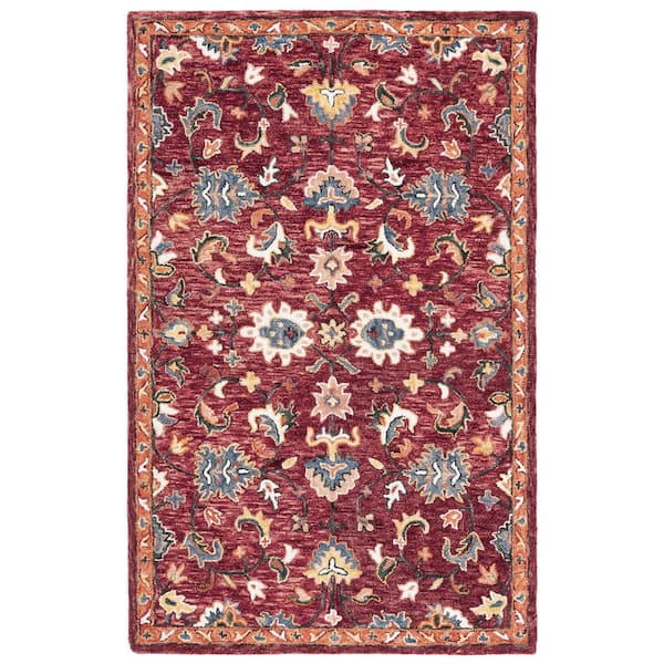 Aspen 3 ft. x 5 ft. Red/Rust Garden Border Area Rug