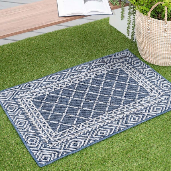 Eco Diamond Blue 2 ft. x 3 ft. Indoor/Outdoor Area Rug