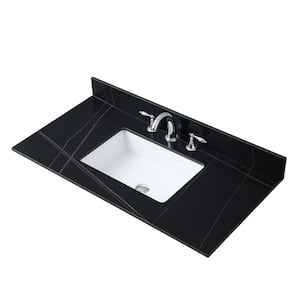43inch bathroom stone vanity top black gold color with undermount ceramic sink and 3 faucet holes,Vanity Stool