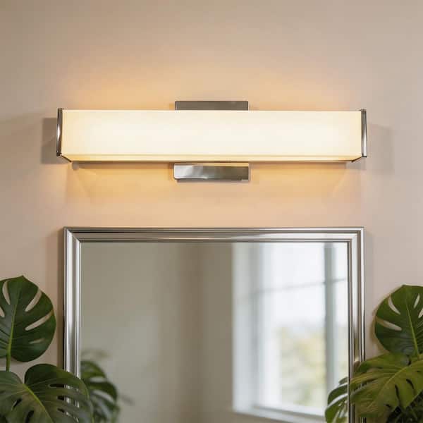 24 in. 1-Light White Integrated LED Bathroom Vanity Light, 20W Wall Sconce Light Bar for Makeup Mirror