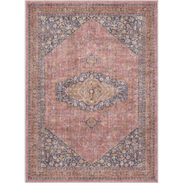 Pink 3 ft. 3 in. x 5 ft. Apollo San Marino Vintage Oriental Botanical Area Rug