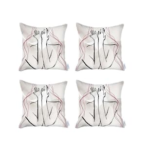 Boho-Chic Handcrafted Jacquard Multi-Color 18 in. x 18 in. Square Abstract Throw Pillow Cover (Set of 4)