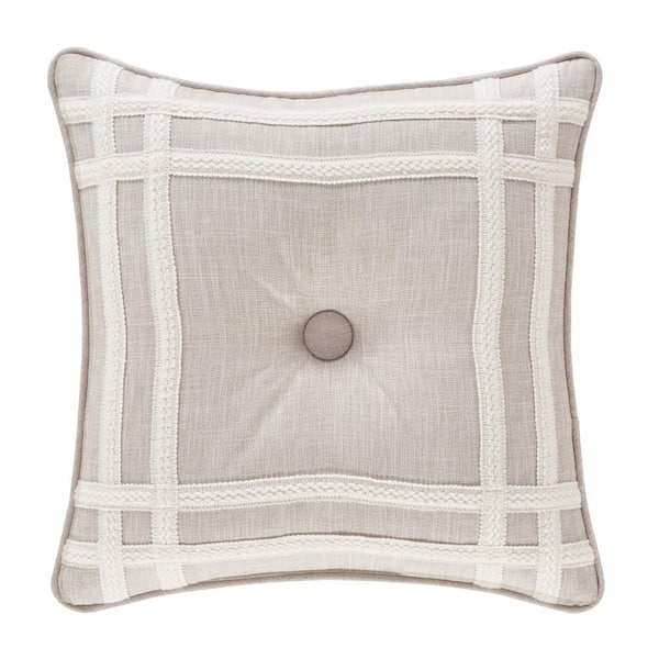 Unbranded Leanna Beige Polyester 18 in. Sq. Decorative 18 in. x 18 in. Throw Pillow