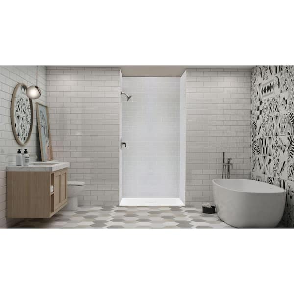 Trimslate 51.2 in. L x 39.4 in. W Alcove Customizable Shower Pan Base with Center Drain in White