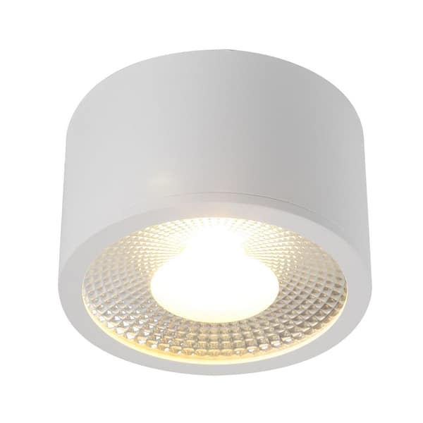 Contemporary 4.7 in. 7 Watt Modern White Integrated LED Flush Mount with Clear Glass Shade