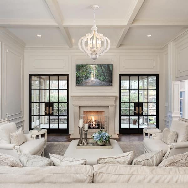 LWYTJO Tinnin 5-Light White Farmhouse Chandeliers Lantern