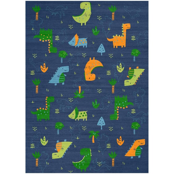Nourison Imagination Navy Multicolor 5 ft. x 7 ft. Graphic Contemporary Area Rug