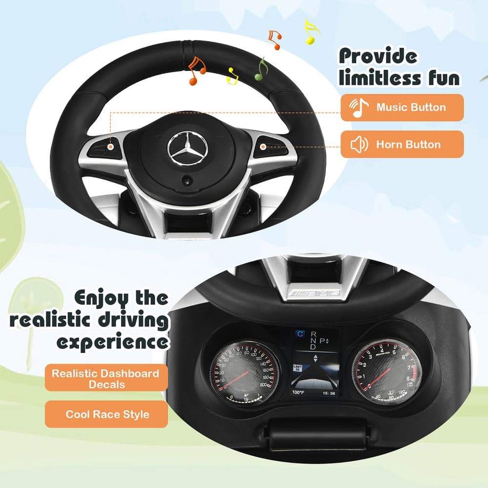 White Mercedes-Benz Licensed 3-in-1 Ride-On Push Car