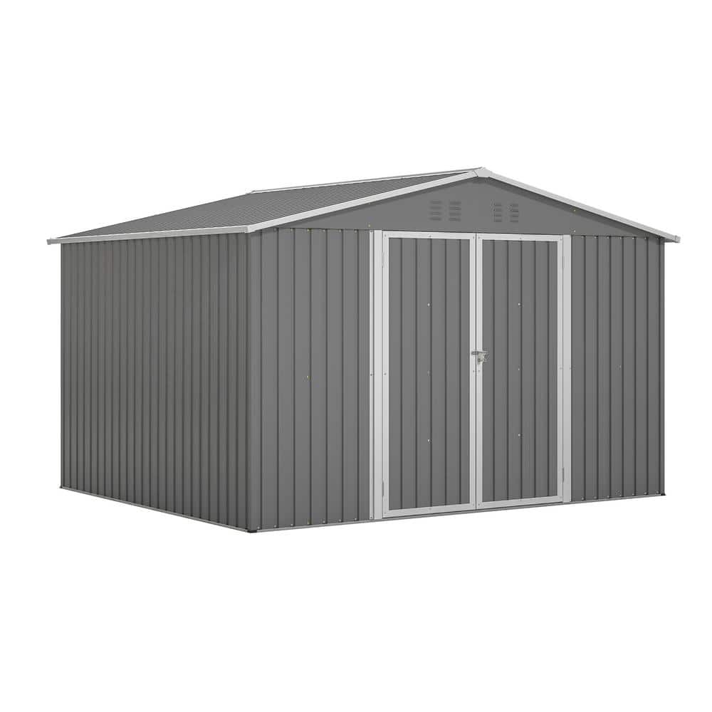 10 x 8 ft. Outdoor Storage Shed, All Weather Metal Sheds with Lockable Door
