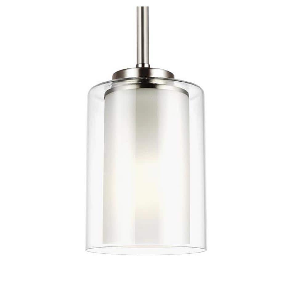 Elmwood Park 4.38" Brushed Nickel Mini-Pendant with Clear Glass