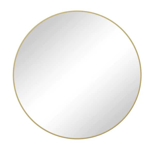 wetiny 48.00 in. W x 48 in. H Round Metal Gold Mirror