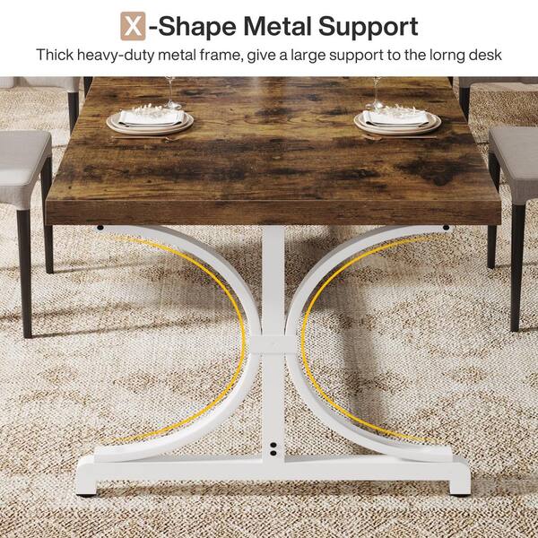 BYBLIGHT Roesler 62.4in. Modern Brown Wooden Dining Table
