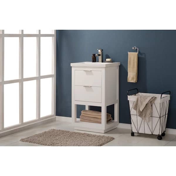 Klein 20 in. W x 15 in. D Bath Vanity in White with Porcelain Vanity Top in White with White Basin