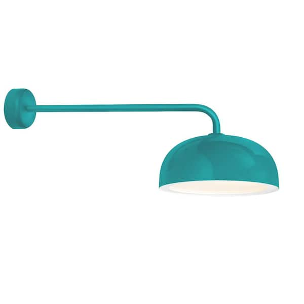 Troy RLM Dome 12.63 in. H 1-Light Tahitian Teal Outdoor Wall Mount Sconce