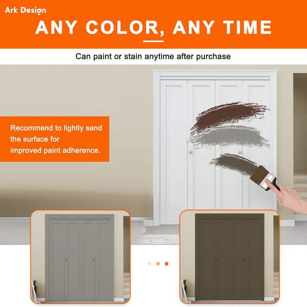 64 in. x 80 in. 1 Lite Solid Core Panel White Primed Composite MDF Closet Bi-Fold Door with Hardware Kit For Closet