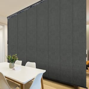 Nobel Gray 110 in. - 153 in. W x 94 in. L 7-Panel Black Single Rail Panel Track with 23.4 in. Slates