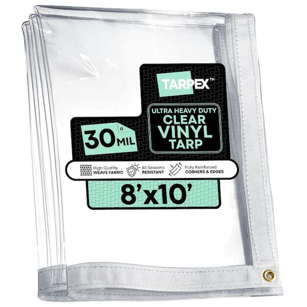 Super Heavy-Duty 30 Mil Transparent PVC Tarp 8 ft. x 10 ft. Multi-Purpose Clear Protective Cover with Reinforced Edges