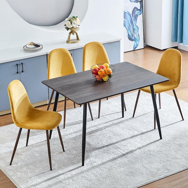 Homy Casa Charlton Yellow Fabric Upholstered Dining Chairs (Set of 4)
