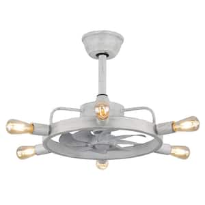 Vezia 12 in.Blade Span 21 in. Indoor White Mediterranean Inspired Ship Wheel Design Ceiling Fan with Lights and Remote