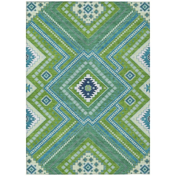 Chantille Machine Washable Indoor/Outdoor Abstract ACN1010 Lime 9 ft. x 12 ft. Area Rug