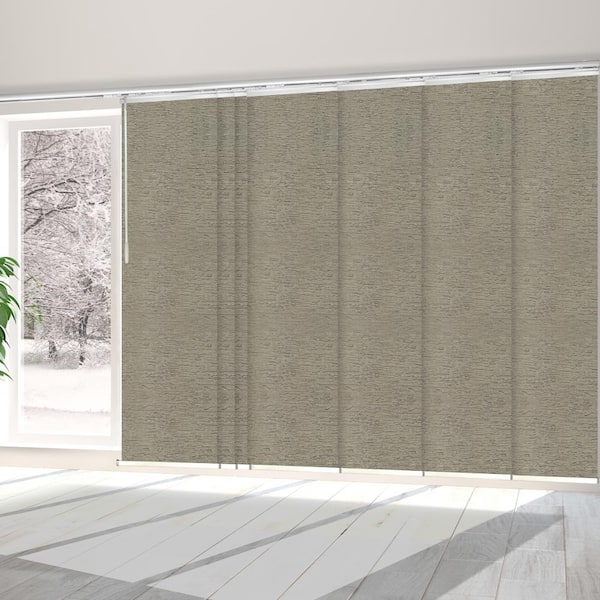 EMOH Bark 110 in. to 153 in. W x 116 in. L Adjustable 7-Panel, White Single Rail Panel Track with 23.5 in. Slates