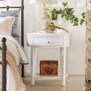23.75 in. White 1-Drawer Oval End Table