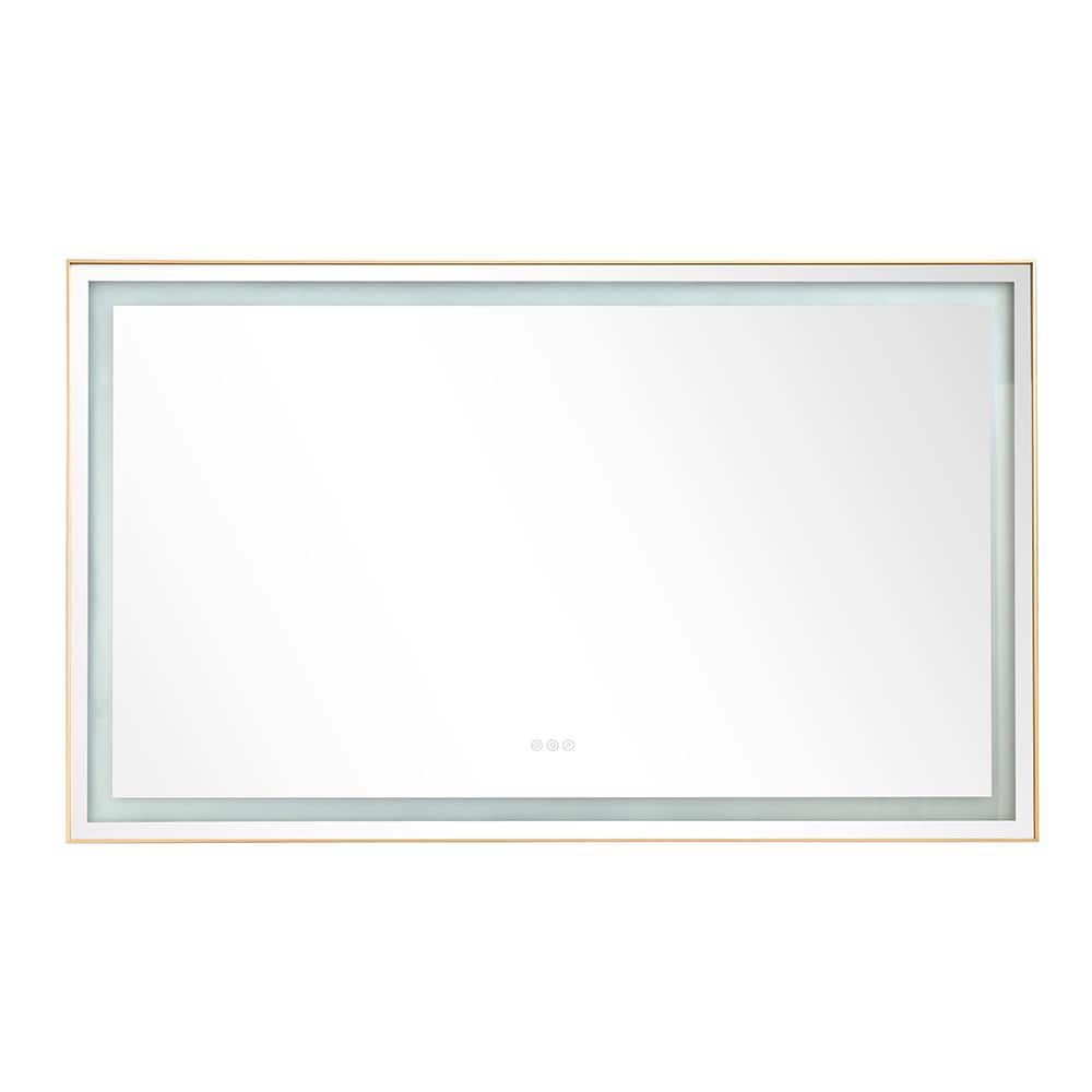 Gold 60 in. W x 36 in. H Modern Rectangle Aluminium Framed Mirror Wall Mirr