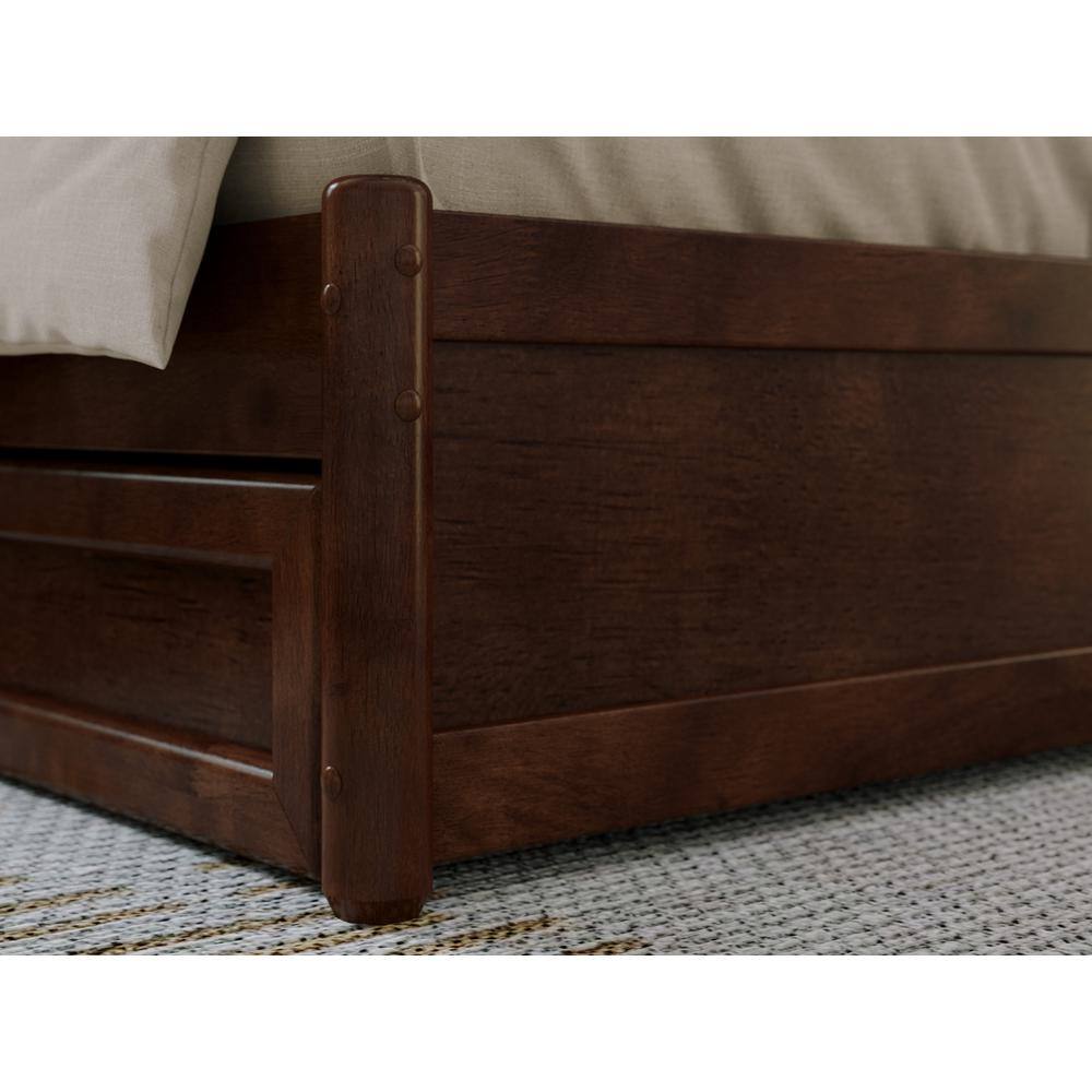 Walnut King Solid Wood Platform Bed with Trundle