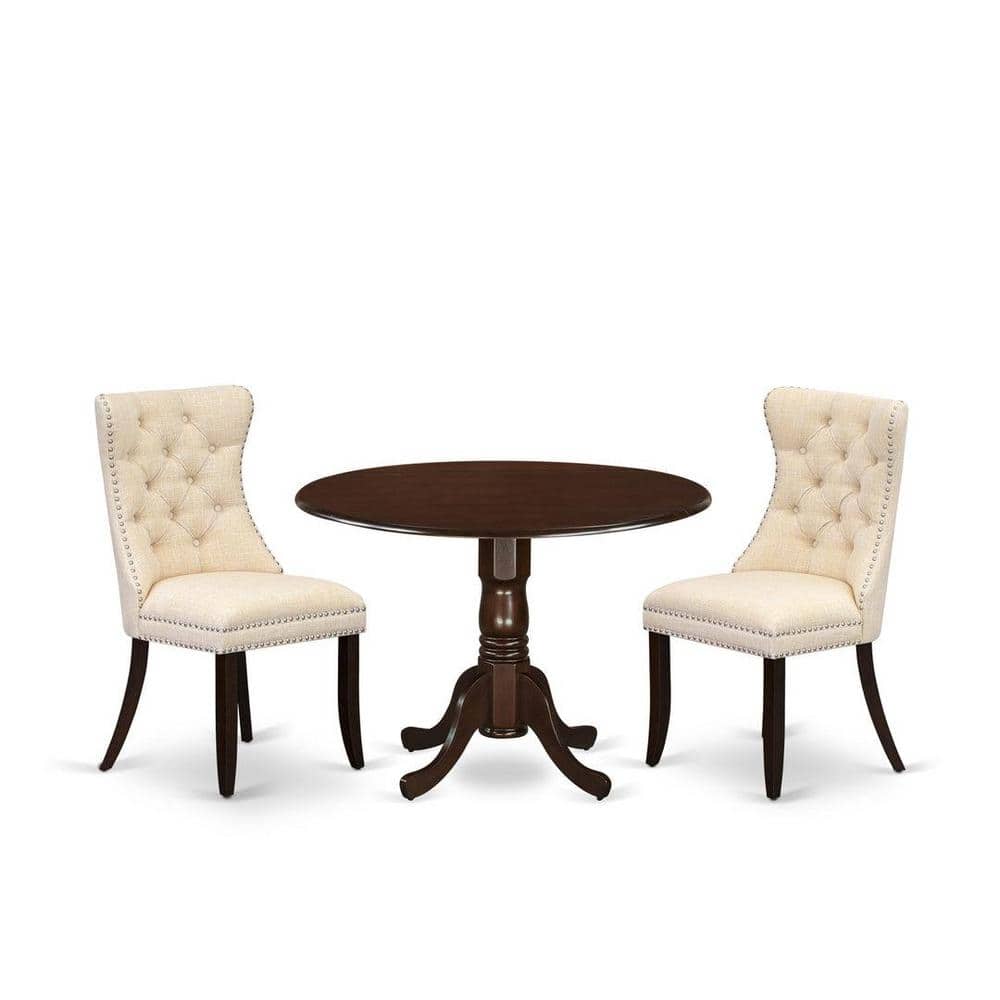 3-Piece Mahogany Finish Solid Wood Top-Round Dining Room Set with Dropleaf-Seats 4 price history on PriceWatchPro