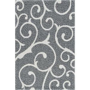 Decatur Scroll Dark Gray/Ivory 2 ft. 2 in. x 3 ft. Area Rug