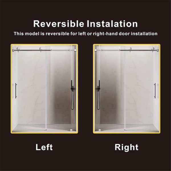 UKS03 60 in. W x 66 in. H Sliding Frameless Bathtub Door in Chrome with EnduroShield 5/16 in. SGCC Clear Glass