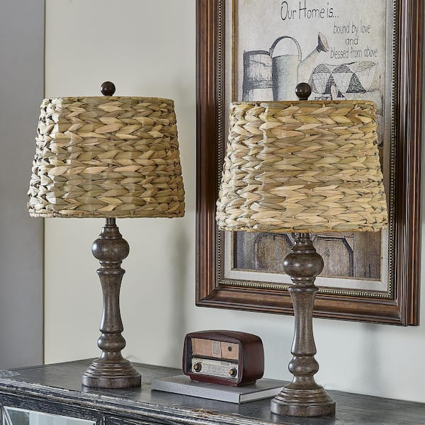 Maxax Heideman 26-In Black Desk Lamp Resin Base with Natural Color Straw Shade (2-Pack)