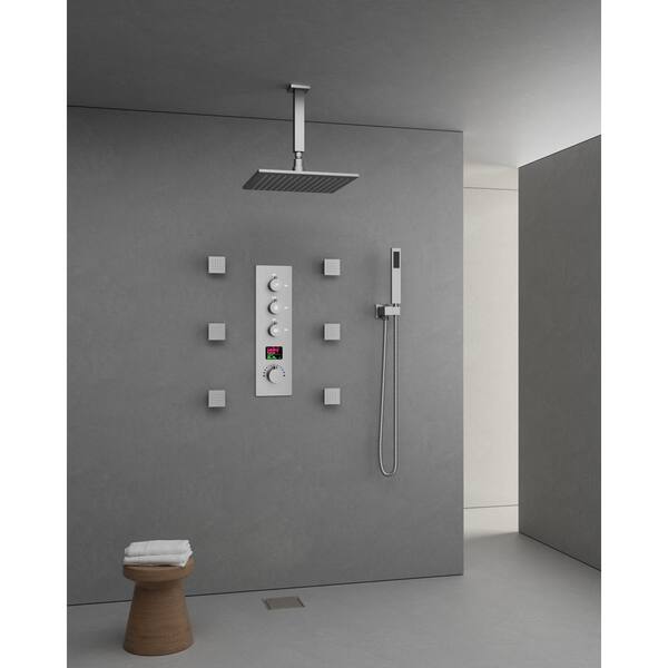 CRANACH 7-Spray Patterns 12 in. Dual Shower Head Ceiling Mount and ...