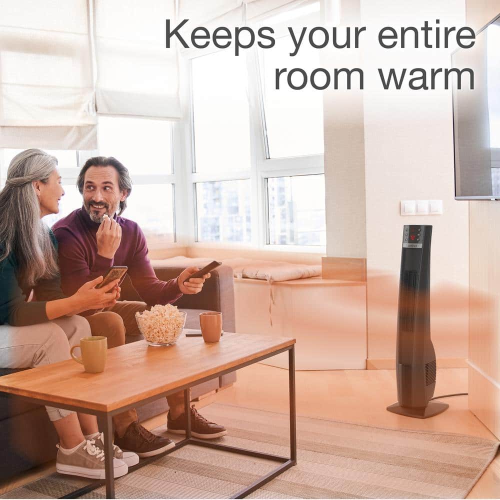 Lasko 32" Black Ceramic Electric Tower Heater with Remote