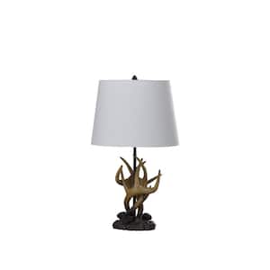26 in. Multi-Colored Table Lamp Natural Royal Stag Deer Antler Modern